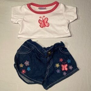 Build-A-Bear Workshop Early 2000s Butterfly Matching Top and Botton Outfit EUC